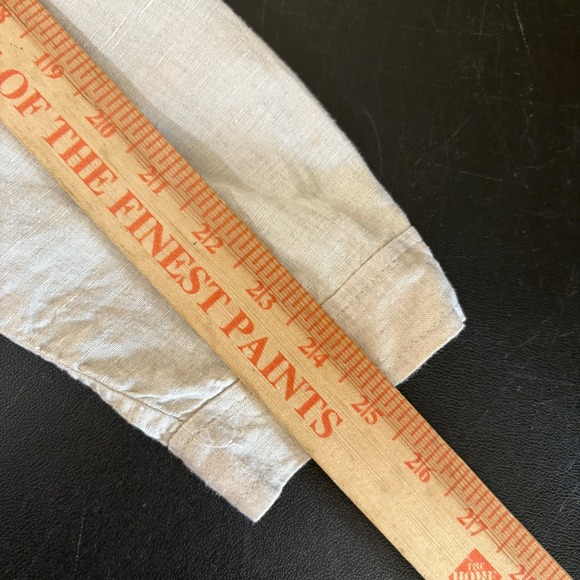 Jones New York 100% Linen Button Up Shirt Womens L Beige Asymmetric Lagenlook - Picture 7 of 10